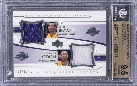 2004-05 UD "Exquisite Collection" Dual Jerseys #BO Kobe Bryant/Lamar Odom Game Used Patch Card (#10/10) – BGS GEM MINT 9.5